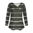 thumbnail image 5 of Giftesty Womens Shirts Women Daily Striped Printed V-Neck Pullover Long Sleeved Casual Button Up Top, 5 of 5