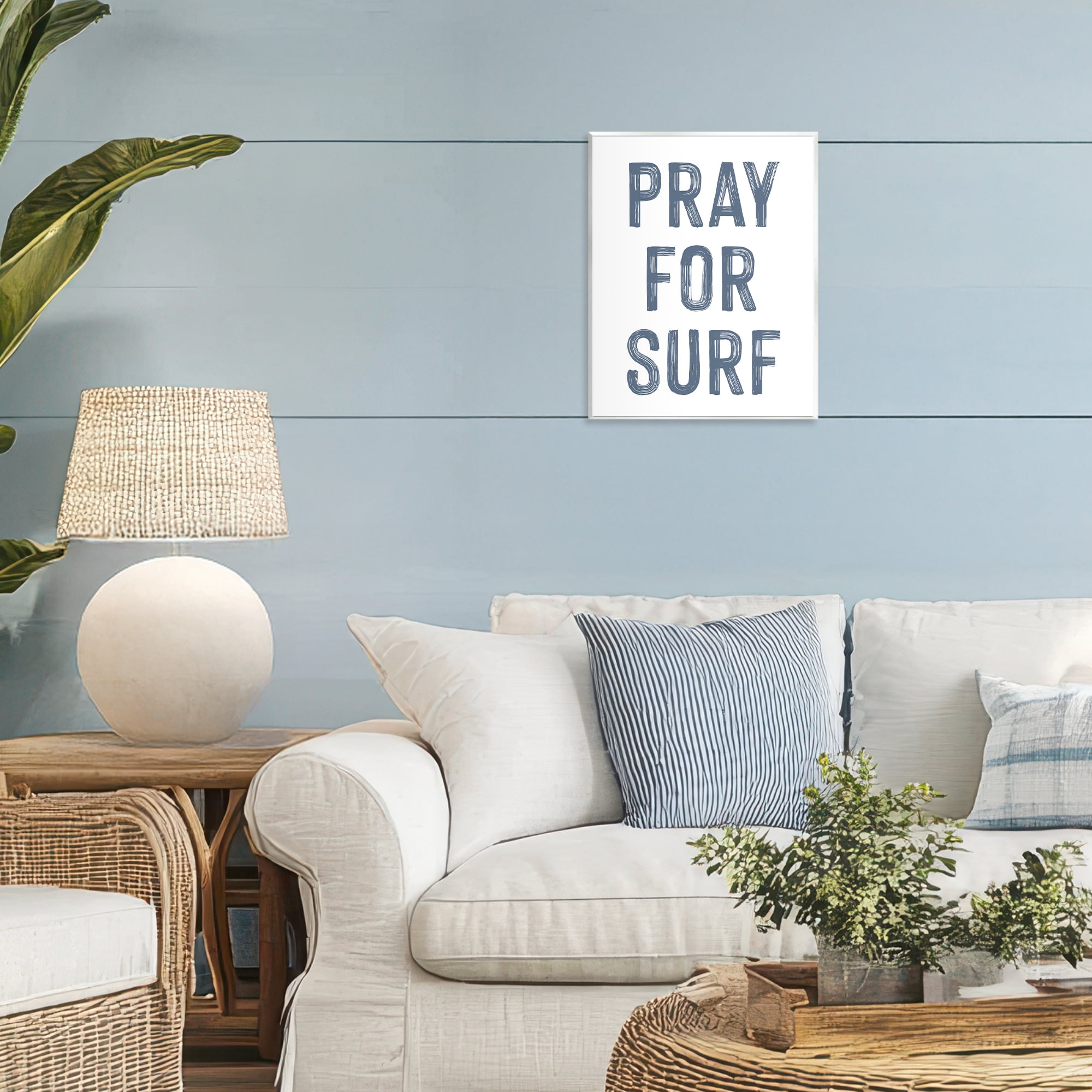 Summer Sentiment Pray For Surf Wall Plaque Art, design by Lettered and Lined