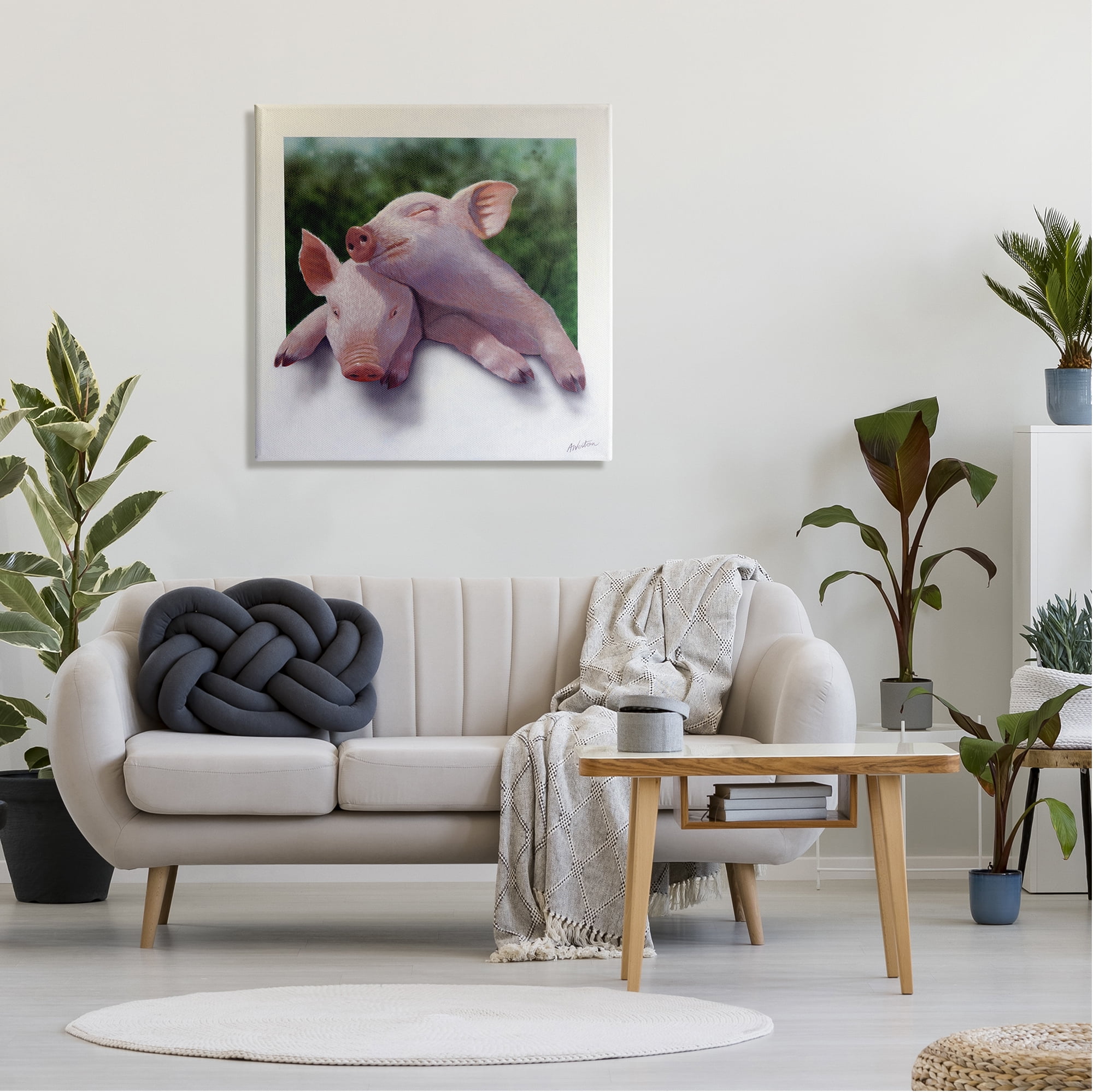 Stupell Industries Sweet Cuddling Pigs Sentimental Farm Animal Portrait Painting Gallery Wrapped Canvas Print Wall Art, Design by Alan Weston