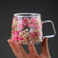 thumbnail image 5 of Double Wall Insulated Glass Mug with Real Preserved Flowers, Clear Coffee Cup with Handle for Hot & Cold Drinks, Elegant Tea Cup for Home Office Gift, 5 of 6