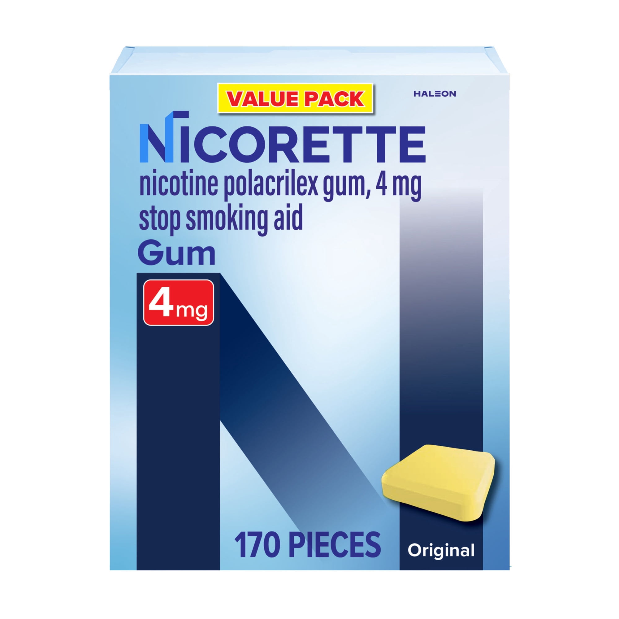 Nicorette Nicotine Gum, Stop Smoking Aids, 4 mg, Original, 170 Count