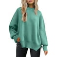 thumbnail image 6 of Cozy Oversized Sweater for Women Side Slit Knit Pullover Crewneck Top for Fall Winter Outfits XS-XXL, 6 of 11