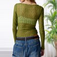 thumbnail image 4 of Top transparente de malla para mujer Top de encaje con cuello redondo Tops cómodos para salir, 4 of 6