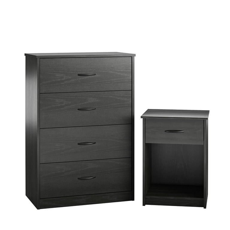 Mainstays Classic Nightstand with Drawer Black Oak Walmart