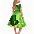 thumbnail image 5 of Girls Fancy Dress Short Sleeves Crew Neck A-Line Dress St Patricks Day Retro Vintage Green Swing Dress Four Leaf Clover Pattern Costume Dancing Dress Orange 11-12 Years, 5 of 6