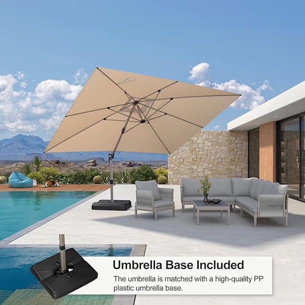 leaf patio umbrella PURPLE Round Tiltable Porch Table Poolside 10' Round / Grey Includes a cross base PURPLE LEAF Patio Cantilever Umbrella