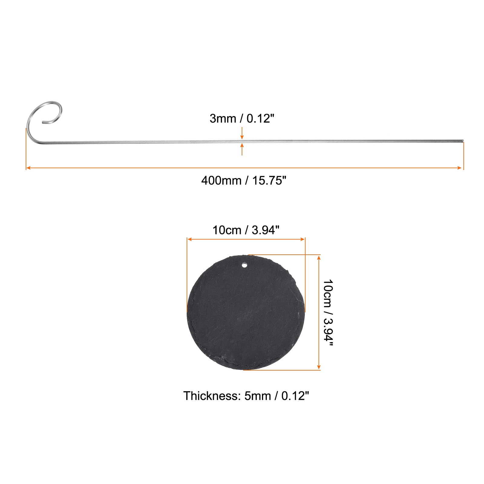 Uxcell Slate Round Shape Plant Labels with Stainless Steel Hanging Rod Pen 10 Pack