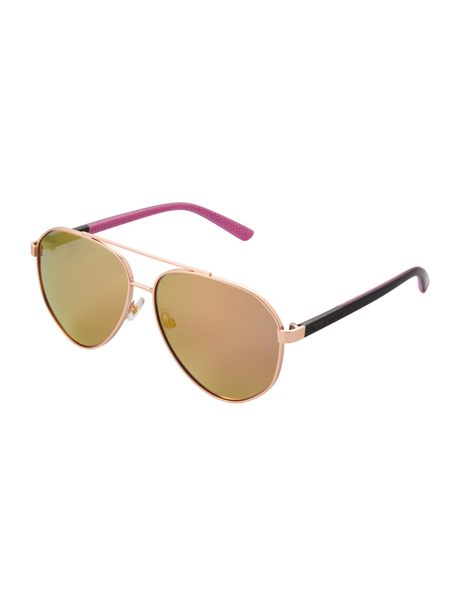 Foster Grant Women's Aviator Metal Sunglasses, Rose Gold