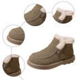 thumbnail image 6 of Rokment Winter Snow Boots for Women 2025 Fashion Casual Suede Buckles Comfortable Fleece Lined Warm Flat Slip on Loafers Walking Ankle Booties Green Size 8.5, 6 of 8