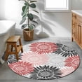 thumbnail image 3 of Red Pink Grey Sunflowers Round Area Rug 3.3Ft Washable Circle Rugs for Dining Room Table, Boho Retro Floral Rustic Blossom Non-Slip Carpet Floor Mats Indoor Outdoor Carpet Runner Aesthetic Home Decor, 3 of 8