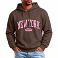 thumbnail image 2 of qafoshin Men's Letter-Print Athletic Hoodie, Fall Classic Long-Sleeve Drawstring Hooded Graphic Sweatshirt, 2 of 6
