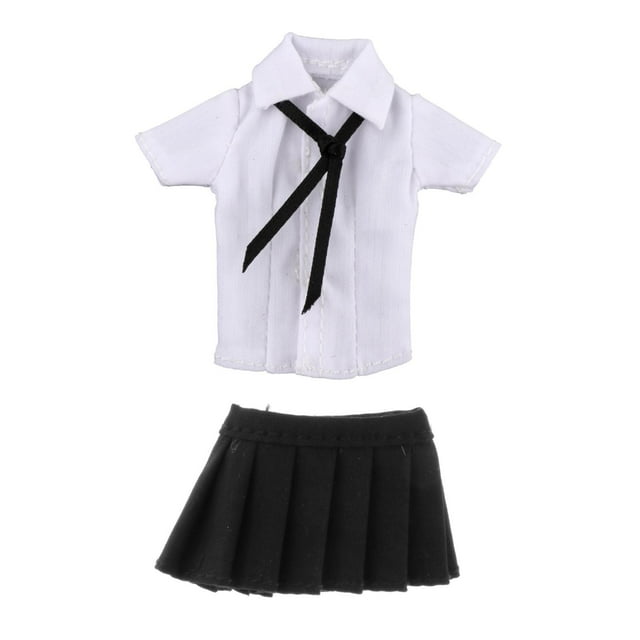 Ropa para Figuras Femeninas a Escala 1/12, Traje Completo, Falda Corta, Camisa Y , Ropa para Figuras de Acción en Miniatura, para Muñecas Femen Camisa blanca