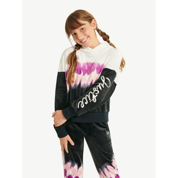 Justice Girls Collection X Dye Effect Velour Hoodie,Sizes 518 & Plus
