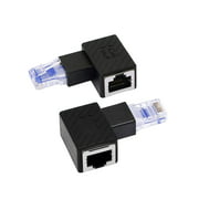 RIIEYOCA Right Angle Ethernet Adapter, 90 Degree RJ45 Male to Female Extension Cat6 LAN Network Connector