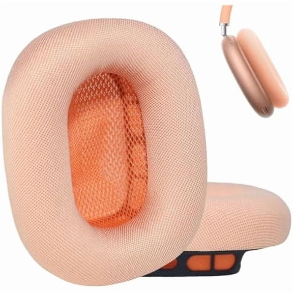 YJJSKEJI Upgraded AirPods Max Ear Cushions Replacement Earpads for AirPods Max（2024） Headphones, Mesh Fabric Ear Pads Cover with Memory Foam and Magnet for AirPods Max (Orange)