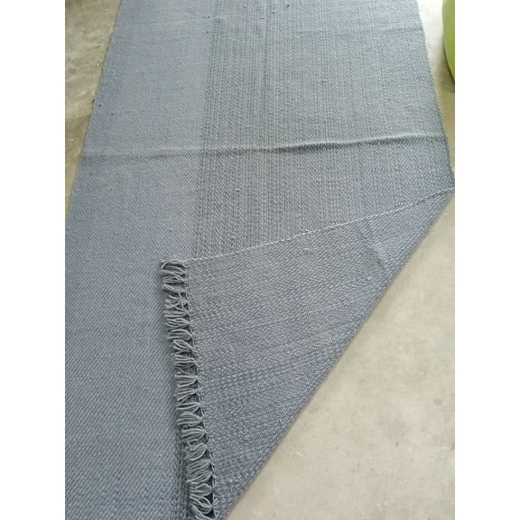 Handmade Wool Plaid Area Rug 4.5x7.5 ft – Black & Beige Checkered Flatweave Carpet