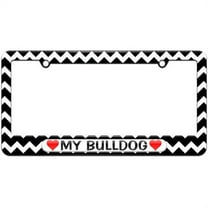 My Bulldog Love with Hearts License Plate Tag Frame, Multiple Colors