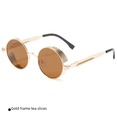 thumbnail image 3 of Gafas de sol de metal, gafas de sol con montura metálica, gafas de sol con montura redonda y gruesa en las piernas, 3 of 5