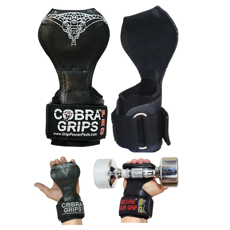 Cobra Grips PRO Guantes de Levantamiento de Pesas, Ganchos Power, Soporte de Muñeca Ajustable
