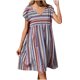 thumbnail image 1 of Vestido de Manga Corta para las Mujeres, V-Cuello Estilo Bohemio Impresión Empalme Rodilla Vestido de Longitud, Casual, 1 of 9
