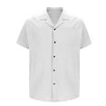 thumbnail image 3 of CHEEREAM Men's Linen Shirts Short Sleeve Casual Shirts Button Down Shirt for Men Beach Summer Wedding Shirt White XL, 3 of 5