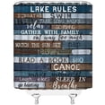 thumbnail image 3 of Lake Rules Shower Curtain Rustic Cabin Retro Blue Vintage Barn Door Wooden Inspirational Quotes Lake Rules Lodge Camping Bathroom Decor Fabric Curtain with Hooks, 3 of 5
