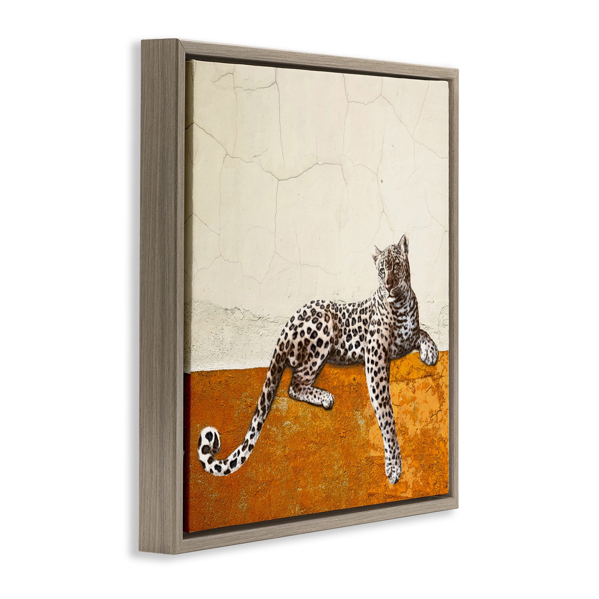 Stupell Industries Leopard Wildlife Portrait Animals & Insects Painting Brown Floater Framed Canvas Art Print Wall Art, 18 x 18