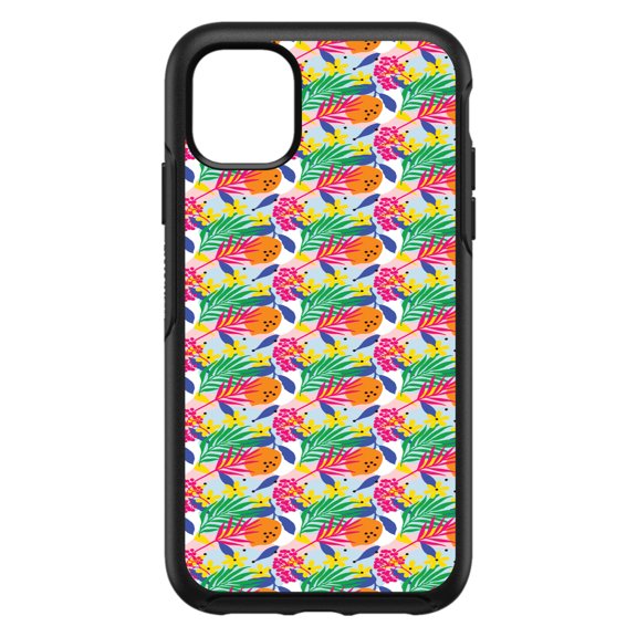 DistinctInk Custom SKIN / DECAL compatible with OtterBox Symmetry for iPhone 11 Pro (5.8" Screen) - Summer Vibes Floral Pattern Pink Green Orange