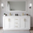 thumbnail image 2 of Wyndham Collection Miranda 66" Marble Double Bathroom Vanity in White/Gold, 2 of 7