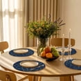 thumbnail image 3 of Round Placemats Abstract Golden Flower 15 inch Set of 2 Table Mats for Dining Table Floral Blue Modern Art Heat Resistant Non-Slip Kitchen & Home Decorative Place Mat Set, 3 of 8