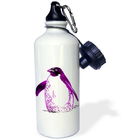 

3dRose Purple Penguin - Birds - Animal Art Sports Water Bottle 21oz