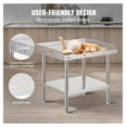 thumbnail image 4 of Stainless Steel Work Table 24x28x26 Inch - 3-Sided Backsplash Heavy Duty Prep Table for Restaurant Kitchen, Hotel, Home with Adjustable Shelves, 4 of 6