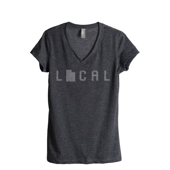 Thread Tank Local Utah State Women's Relaxed V-Neck T-Shirt Tee Charcoal Small