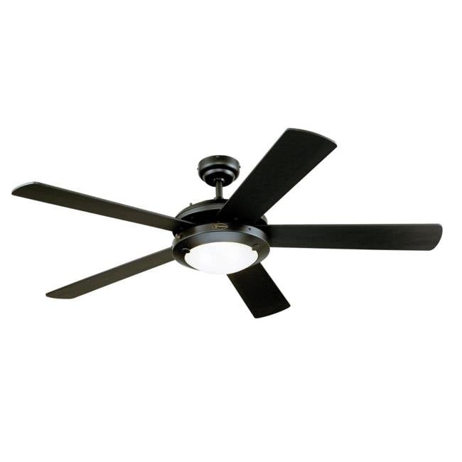Westinghouse 7224200 52 In Matte Black Frosted Glass Indoor Ceiling Fan With Reversible Blades Marble Com - Large Ceiling Fan With Light Black