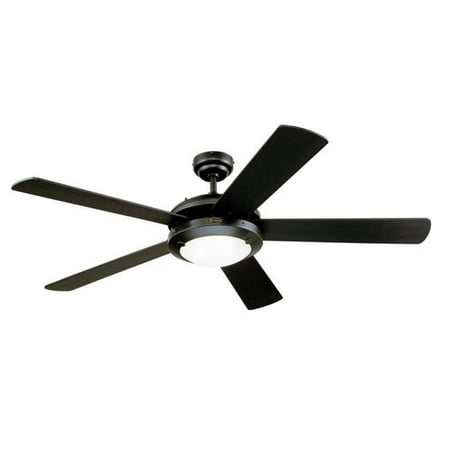 

52 in. Matte Black Frosted Glass Indoor Ceiling Fan with Reversible Blades Black & Black Marble