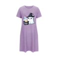 thumbnail image 5 of Sakmal Purple Moomoo Nightgowns for Women Short Soft Plus Size Halloween Night dress Short Sleeve Ghost Print Nightgowns for Women, 5 of 5