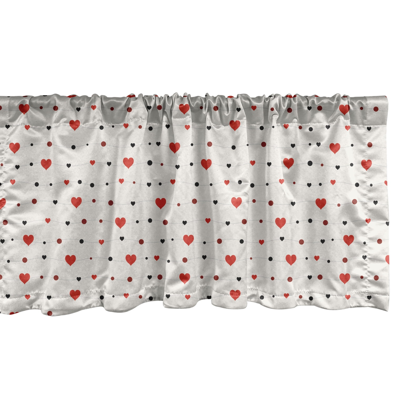 lovemyfabric Cotton Black Polka Dots Print on Red Kitchen Valance Window Decor 