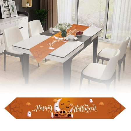 

BFYSFBAIG Party Polyester Table Flag Decoration with And Pumpkins Halloween Tablecloth