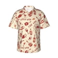 thumbnail image 1 of Fotbe Red Wine Camisa Hawaiana para Hombre Unisex – Camisa Casual de Verano con Botones de Manga Corta de Algodón y Lino,Medium, 1 of 7