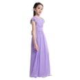 thumbnail image 4 of renvena Kids Flower Girls Princess Birthday Party Chiffon Dress Flutter Sleeves Bridesmaid Pageant Lavender 12, 4 of 7
