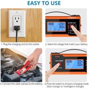 6V/8V/12V/14V/16V/24V Automotive Smart Battery Charger Maintainer - Fully Automatic, 7-Stage Charging, Digital Display, Overcharge Protection, Trickle Charger for Cars/Trucks/Boats