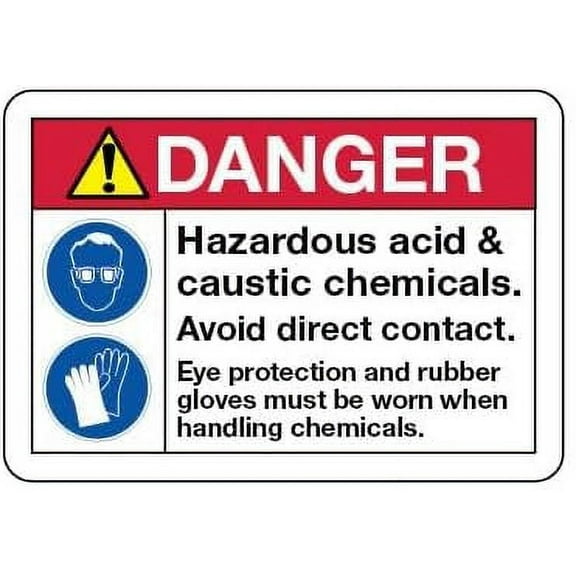 Danger Sign: Hazardous Acid & Caustic Chemicals Safety & Compliance Signs/OSHA & ANSI Compliant Safety Signs/Chemical Hazard & Chemical Warning Signs Metal Sign Tin Sign 8x12 Inch