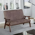 thumbnail image 5 of Furniture of America Kikee Faux Leather Cushioned Loveseat Bench in Brown, 5 of 7
