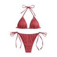 thumbnail image 5 of QUNYINEY Women Bikini Thong Red 2 Piece String Swimwear Tie Side Swimsuit Sets, 5 of 5