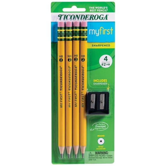 Ticonderoga My First Beginner Pencils, Sharpened #2 Lead, Yellow