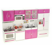 PowerTRC My Modern Kitchen 32 Full Deluxe Kit | Battery Operated | Toy Doll Kitchen Playset w/ Lights Sounds | Perfect for Use with 11-12" Tall Dolls | Stove and Dishwasher