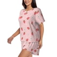 thumbnail image 2 of Naloa Floral Strawberr Women's Short-Sleeved Pajama Set, Loungewear, Summer pajamas, Breathable Cozy - 3X-Large, 2 of 9
