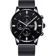 thumbnail image 1 of Reloj negro Nibosi 2309 para hombre, pulsera de malla de acero, 1 of 3