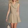 thumbnail image 7 of Dvprdro Womens Summer 2026 Sleeveless Collared Button Front Asymmetric Hem Loose A Line Mini Dress Casual, 7 of 7