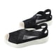 thumbnail image 3 of Sandalias de mujer con punta cerrada, plataforma plana, tacón de 5,5 cm, sandalias informales de verano, zapatos negros de 9,6 pulgadas, 3 of 15